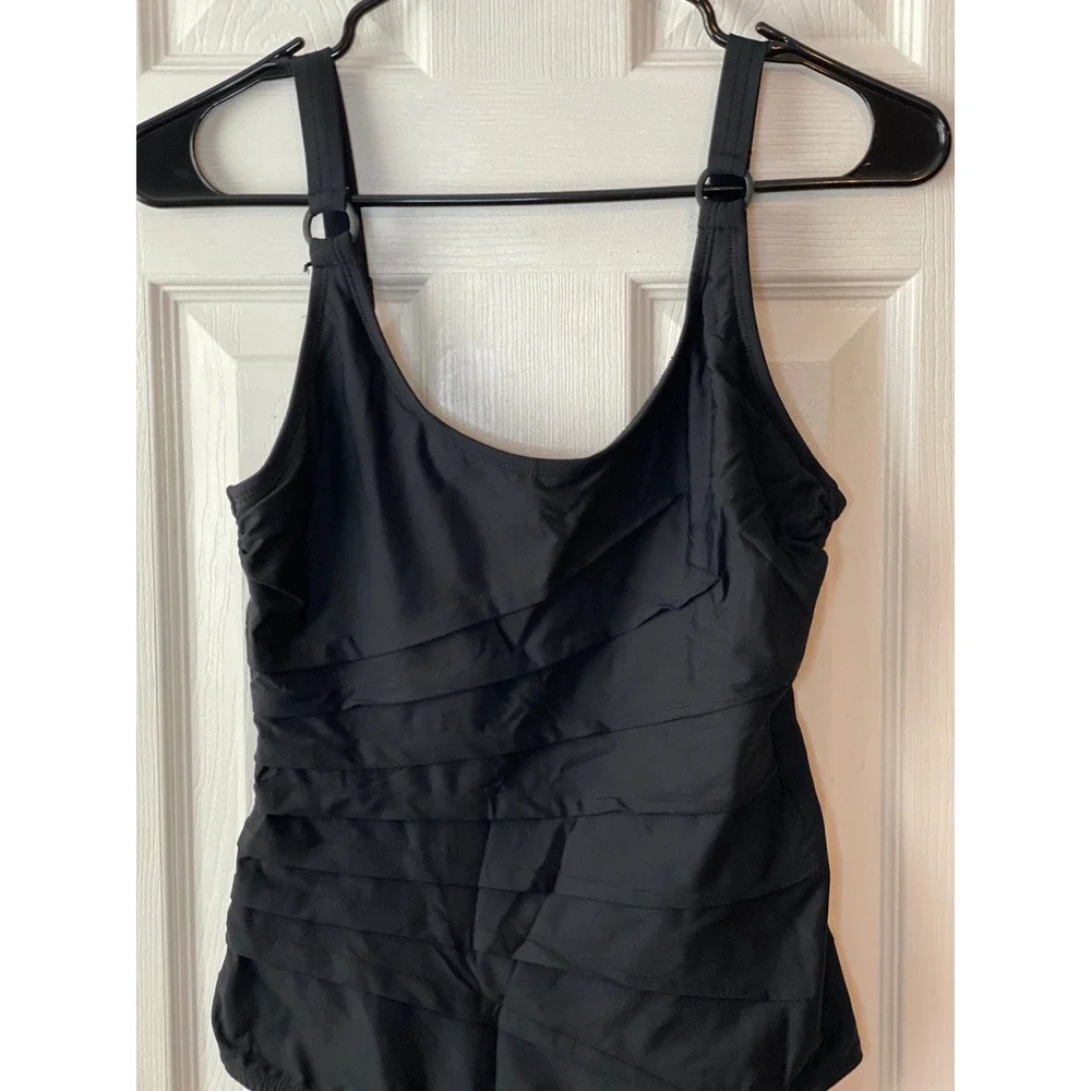 DKNY Black‎ Ruched One Piece Swimsuit Women's Size M - Picture 4 of 16